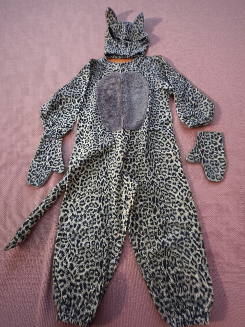 Kids Leopard Print Plush One-Piece Costume